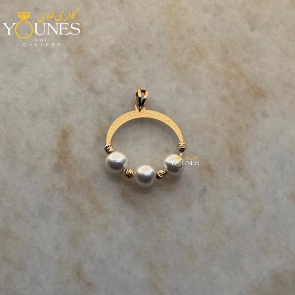 آویز دایره مرواریدی طلا